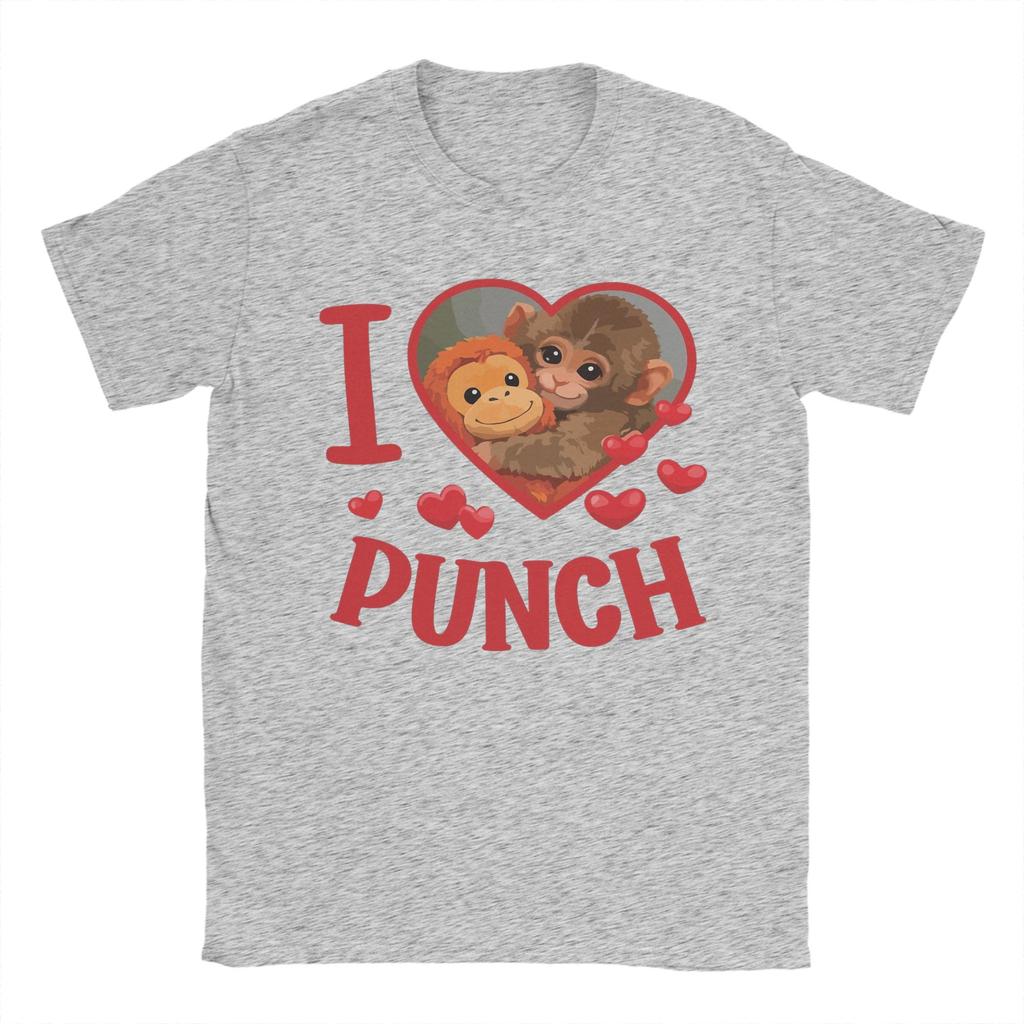 Unisex I Love Punch Cute Baby Monkey Heart T Shirt Pure Cotton Tops Funny Short Sleeve Round Collar Tees Gift Idea TShirt