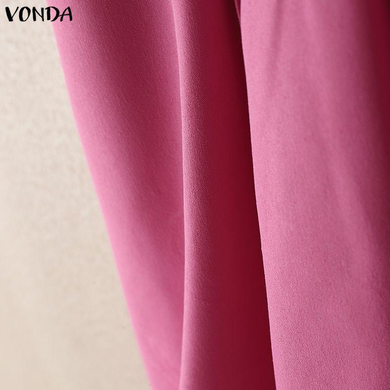 VONDA Women Casual Lapel Collar Puff Sleeve Ruffled Casual Blouse T-shirts