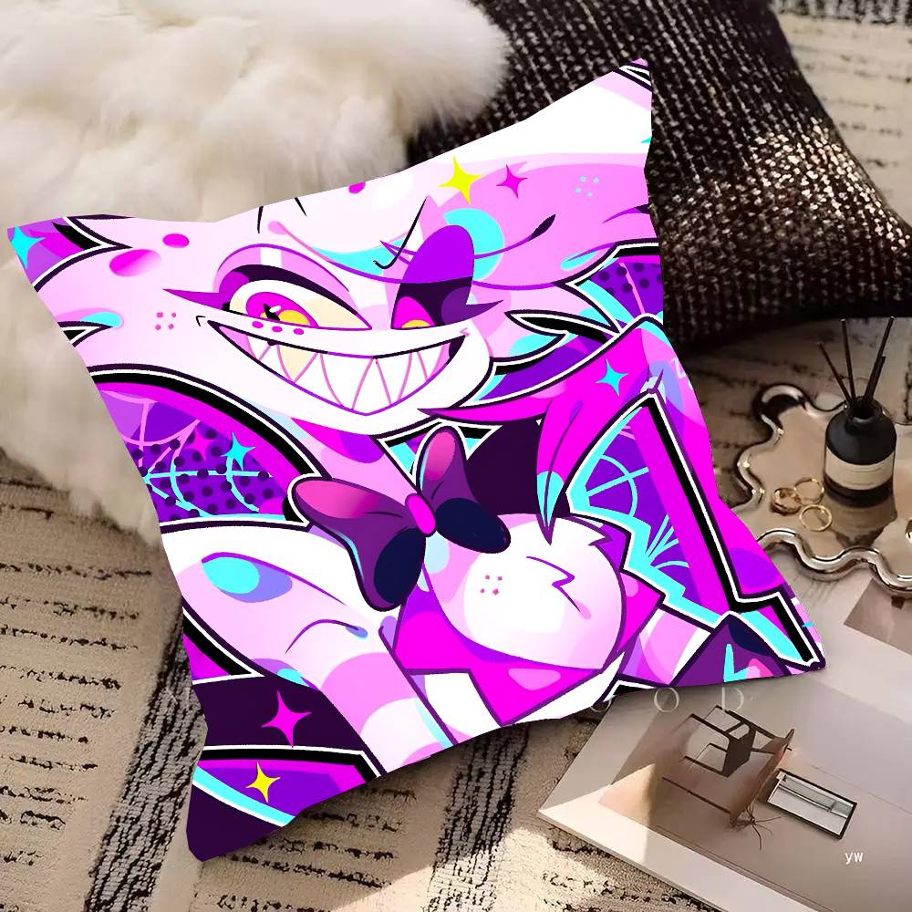 Winkelstaub H-Hazbin Hotel Anime Kissenbezug Quadratisches Kissen Schlafzimmer Sofa Freizeit Komfort Kissen Auto Heimdekoration