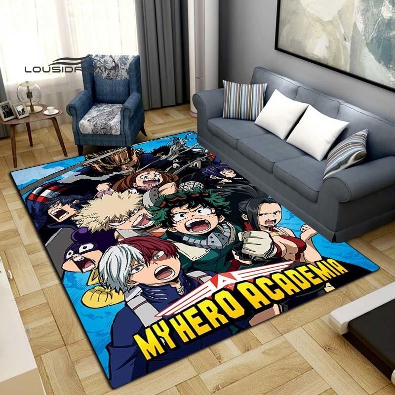 Meu herói academia tapetes moda 3d impressão anime sala de estar quarto grande área tapete macio casa quarto das crianças bonito tapete