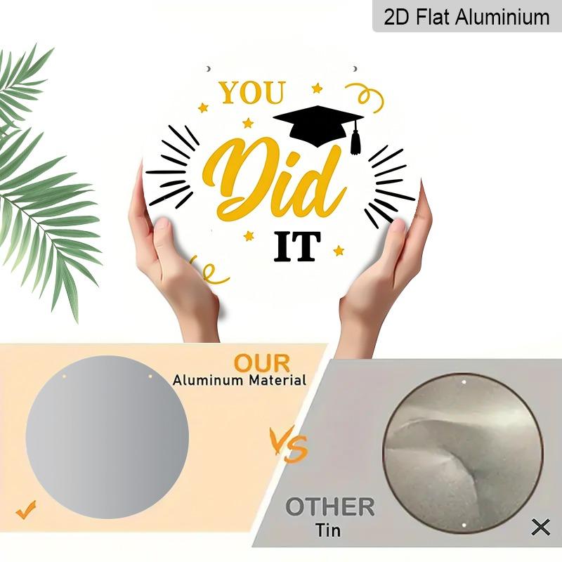 2D Flat Aluminum Graduation-themed Wall Decorations, Available in Various Sizes, Featuring A Yellow and Black Inspirational Graduation Cap Design