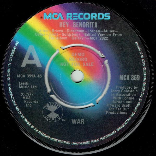7inch Record WAR - Hey Señorita MCA359PROMO MCA Records 1978 UK Soul/Funk Used