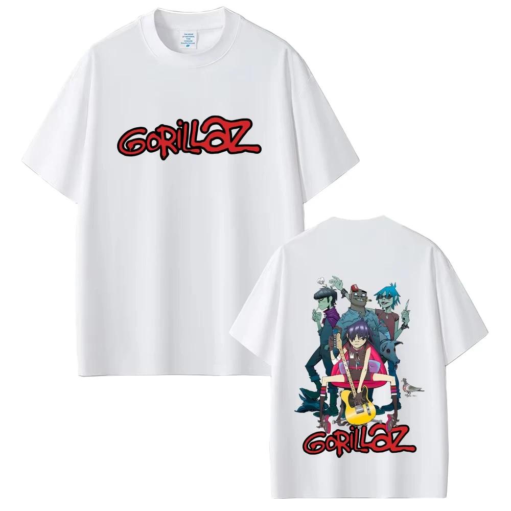 Rock Band Gorillaz Fashion Print Mens Tshirt for Summer Highquality 100 Pure Cotton Trendy Urban Short Sleeve