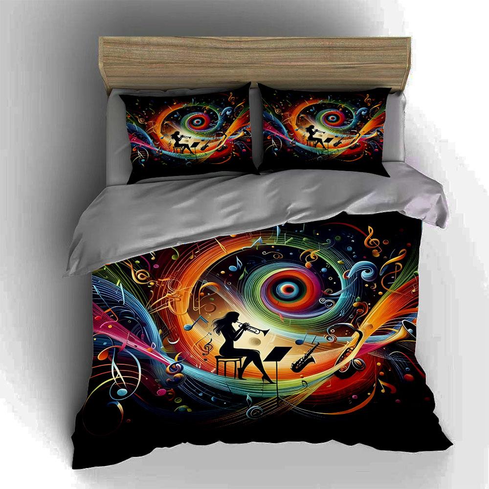 Musical swirl artwork. Bedding Duvet cover sets Duvet covers Pillowcases gifts (1 * Duvet Cover 2 * Pillowcases, without duvet insert)