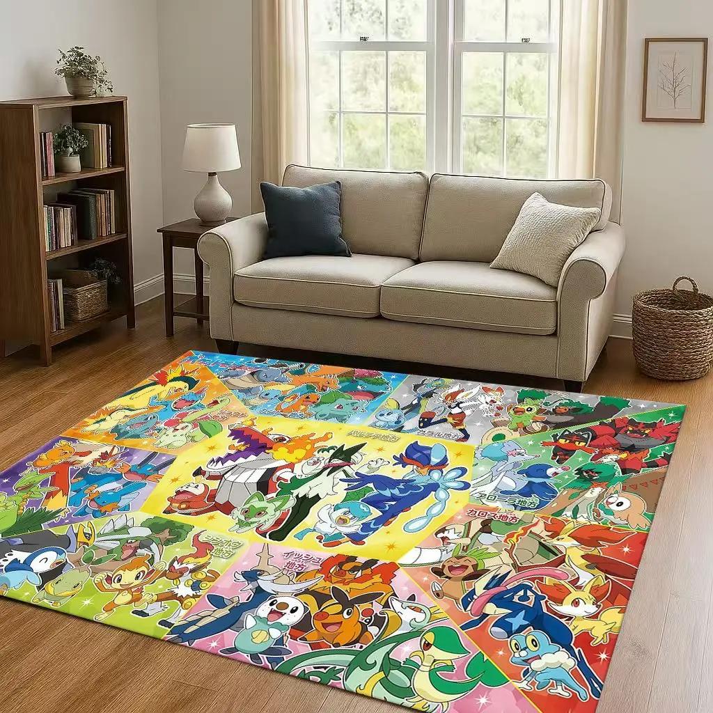 2026 Pokemon Pikachu Cartoon Christmas Living Room Non-Slip Area Rug Carpet For Bedroom Playroom Sofa,Home Decor Doormat