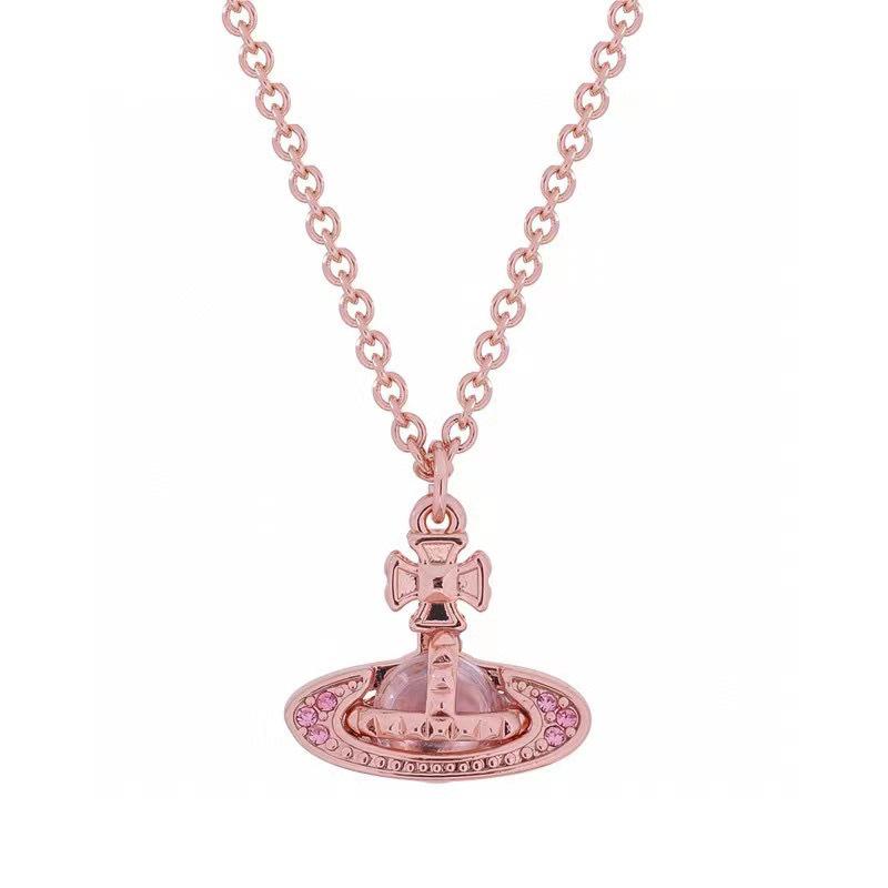 Empress Dowager Cixi Saturn Stud Diamond Necklace: Elegant, Versatile, 3D Planet Design Sweater Chain