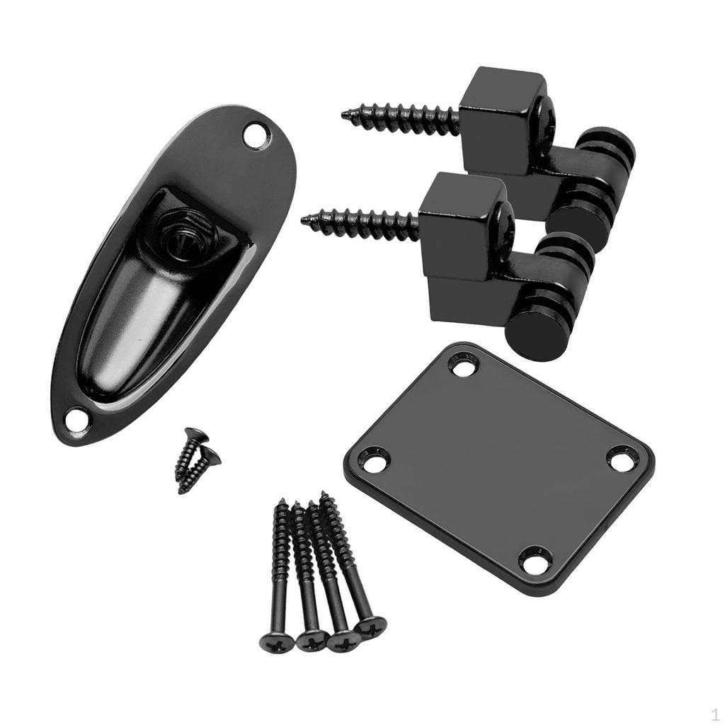 Electric Guitar Neck Plate Parts with Screws 4 Holes Metal Rectangle Thick Connecting