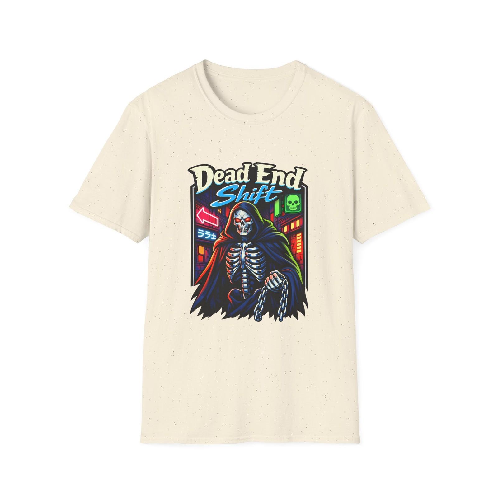 Skeleton Reaper Cyberpunk Neon Gothic Dark Fantasy Unisex Softstyle T-Shirt S