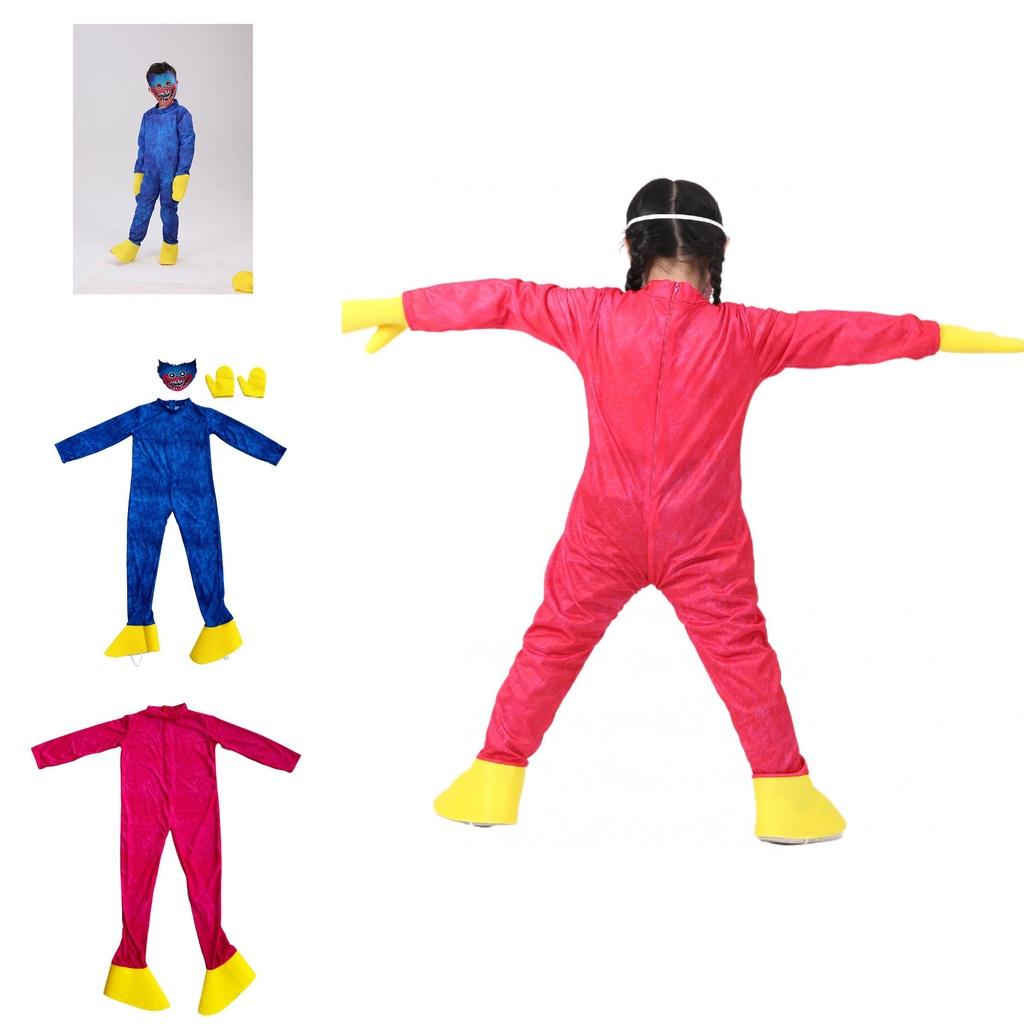 Kids Huggy Wuggy Poppy Playtime Cosplay Costume Bodysuit Jumpsuit Mask Gloves For Kids Parties