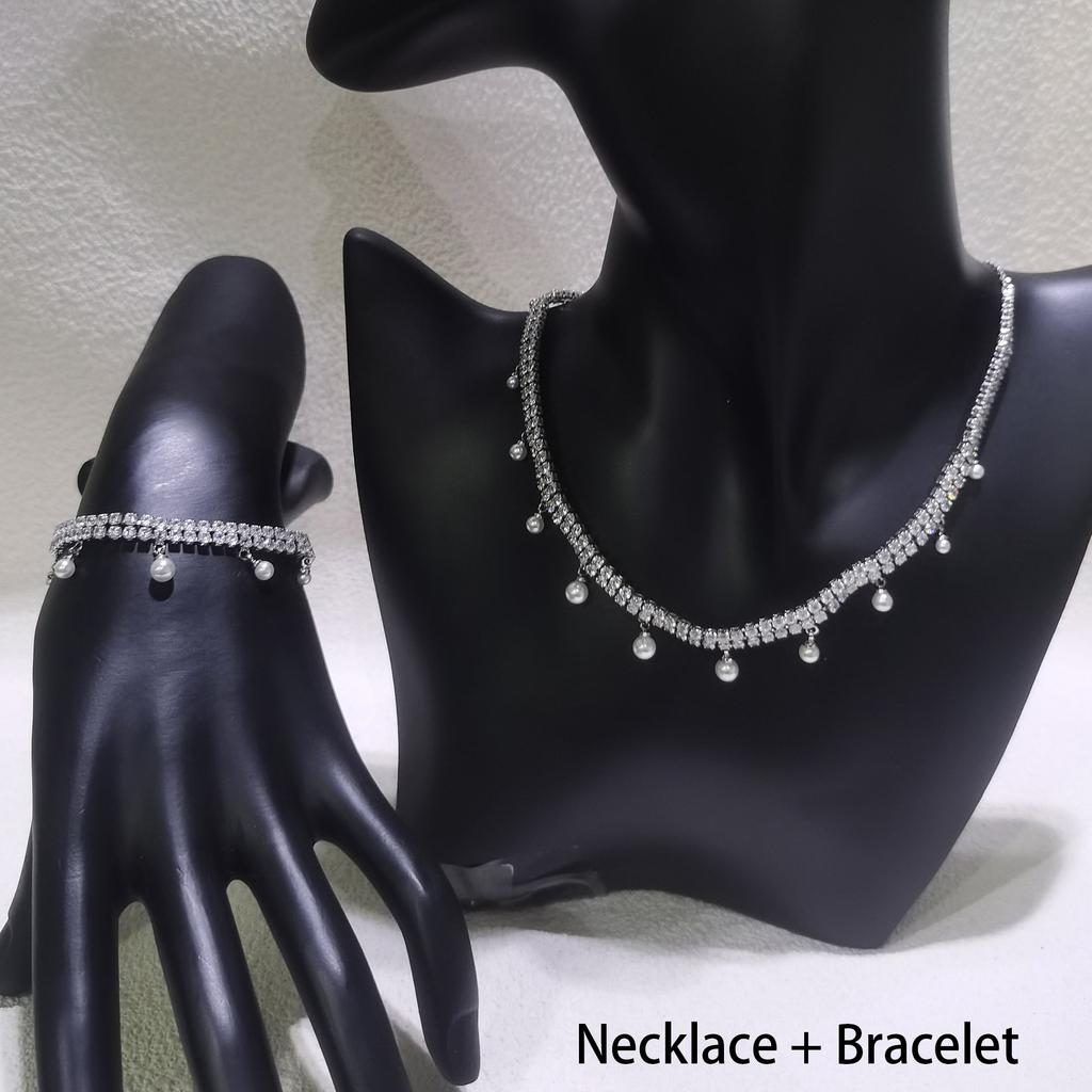 Heart Necklace Women's High Jewelry Set Luxury Pearl Necklace Earrings Ring Bracelet Suitable for Wedding Gifts