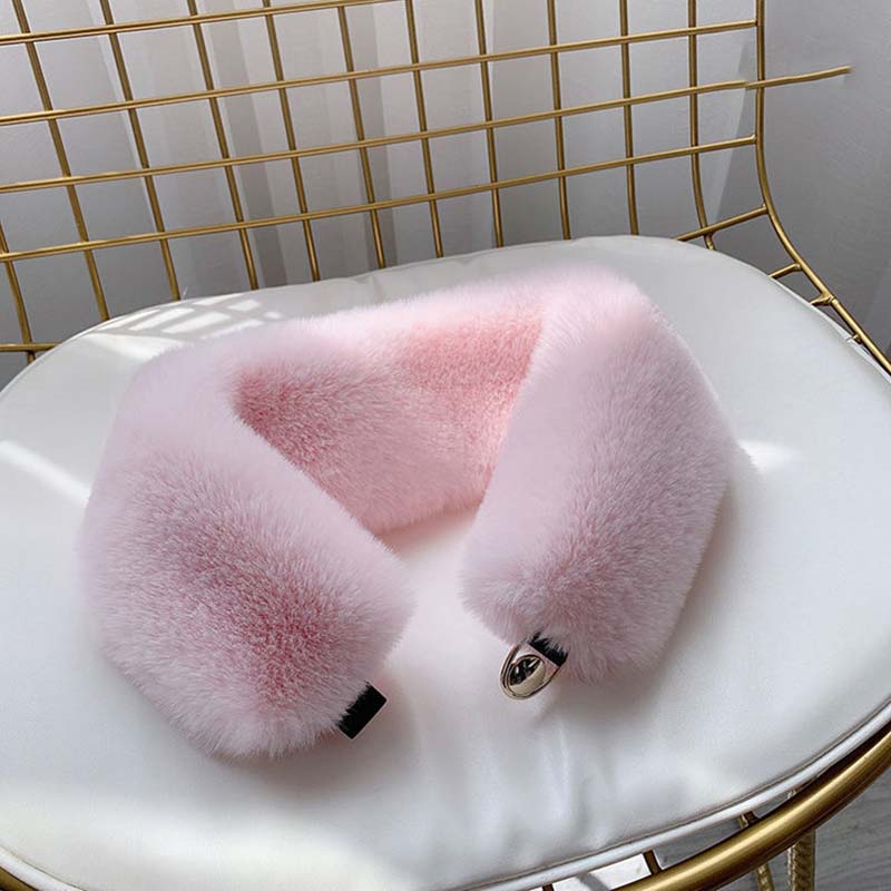 

Женский шарф с меховым воротником, модный осенне-зимний шарф с потайной пуговицей из кроличьего меха, теплый шарф с петлей из искусственного лисьего меха из искусственного кроличьего меха One size