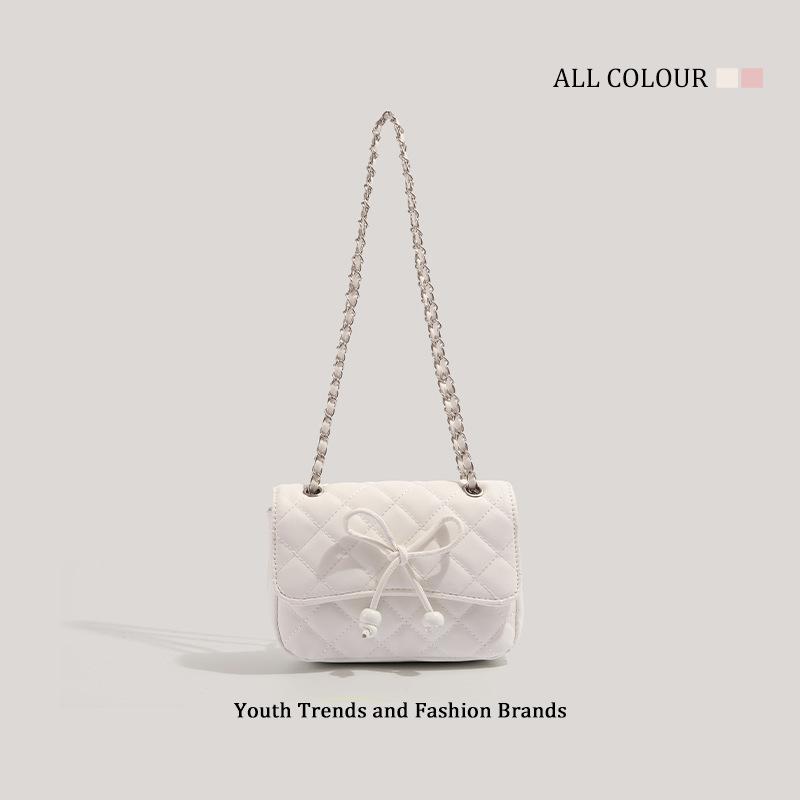 

Fashion design bow small square bag women s new popular versatile messenger bag niche chain commuter bag