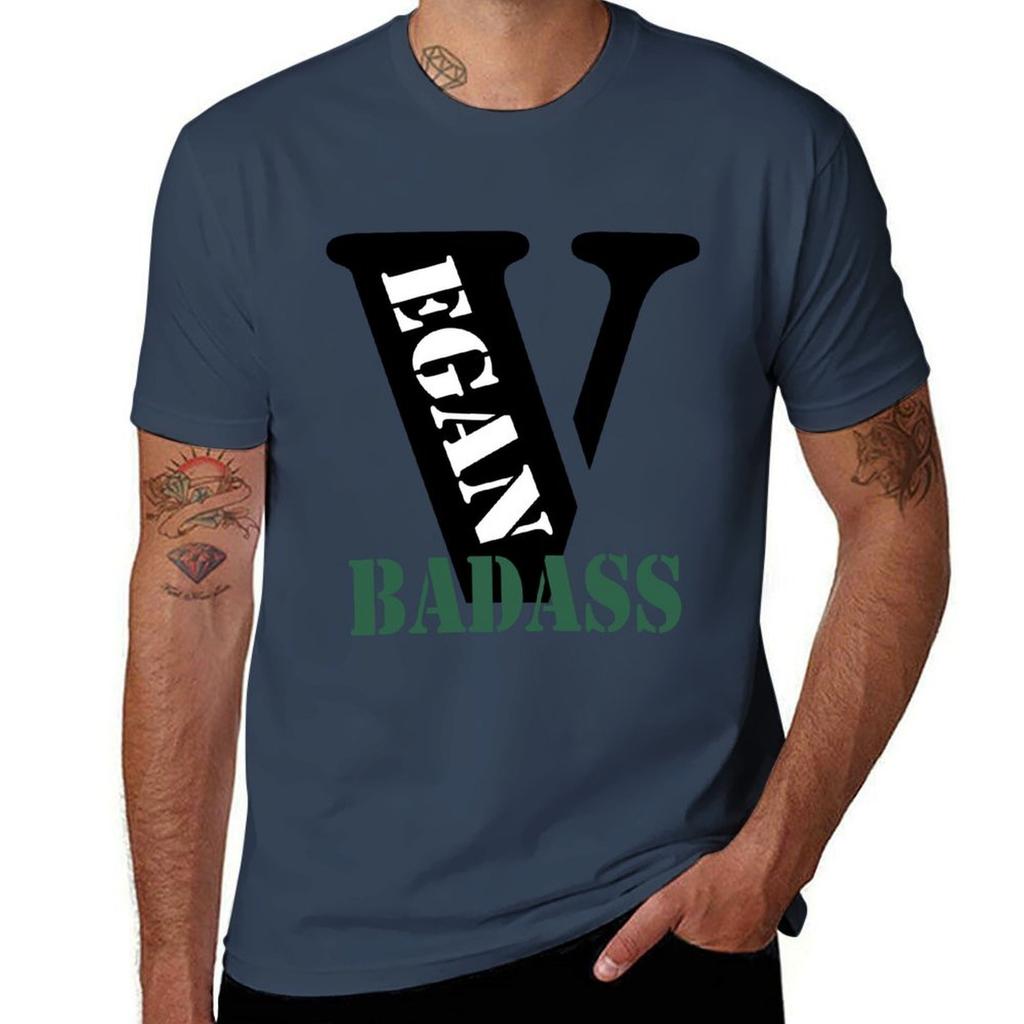VEGAN BADASS T-Shirt Basic Einfarbige Kurzarm-T-Shirt