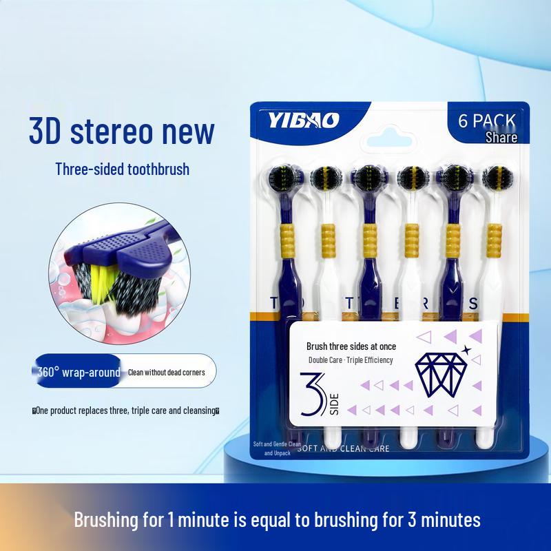 Yibao Adult 3-Sided Soft Toothbrush 6-Pack