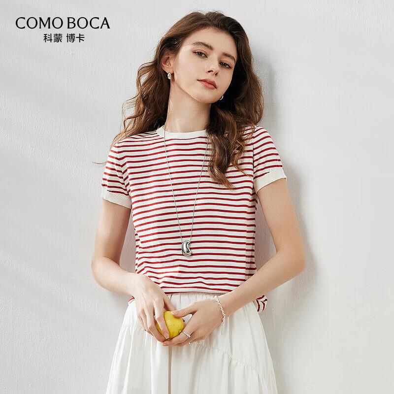 Women s Mulberry Silk Blend Striped Knit T-Shirt XL