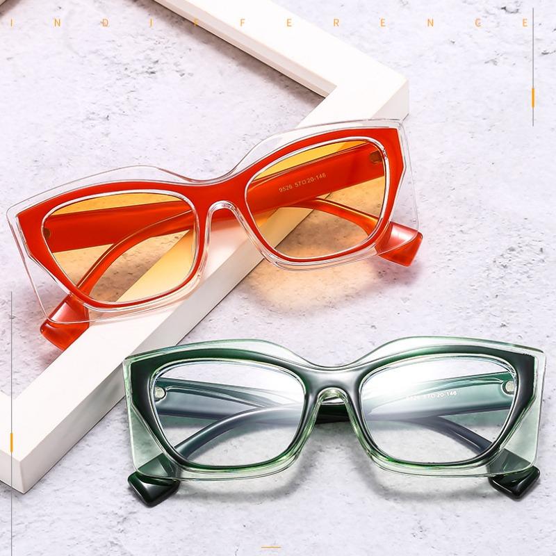 Women Colorful Square Frame Sunglasses Stylishable European and American Party Flat Mirror Polygonal Luxury Stylishy Sun Glasses