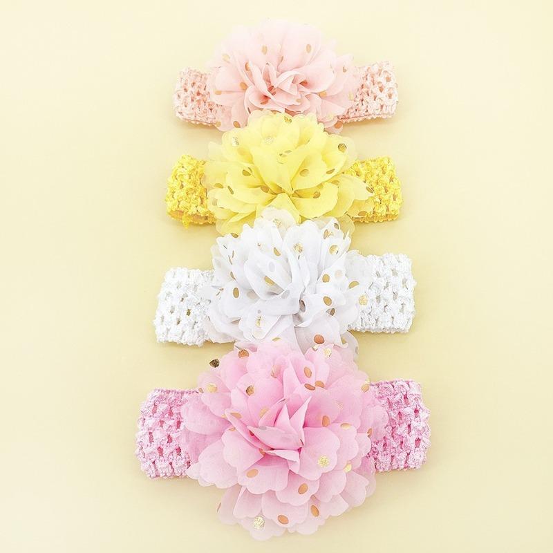 

New children s headband, soft bronzing flower baby headscarf, cute princess baby hair accessories