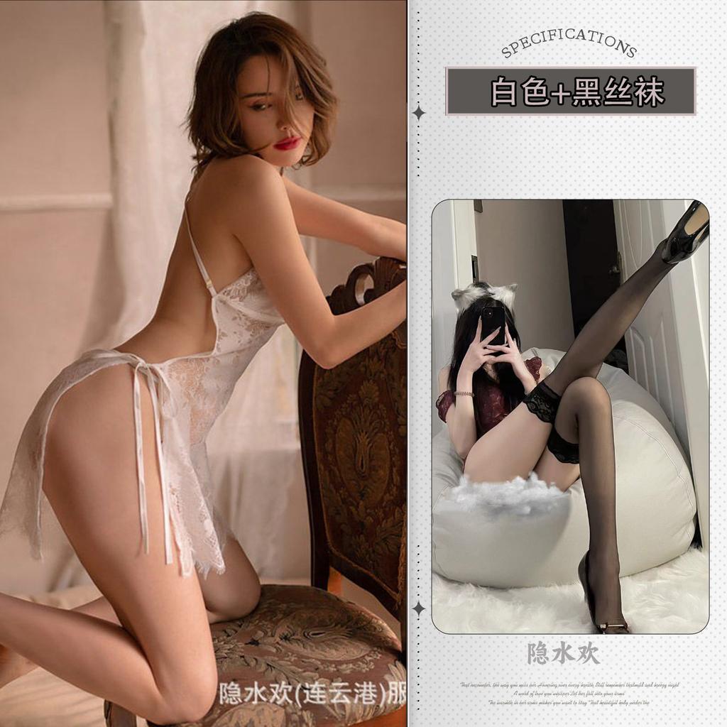 Sexy lingerie lace temptation small chest shows big passion suit perspective suspender skirt backless bra pure desire