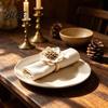 Floral Napkin Rings for Events 6Pcs Linen Flower Rings Wooden Ring Rustic Holders Wedding Table Setting Accessories Farmhouse Bridal Shower