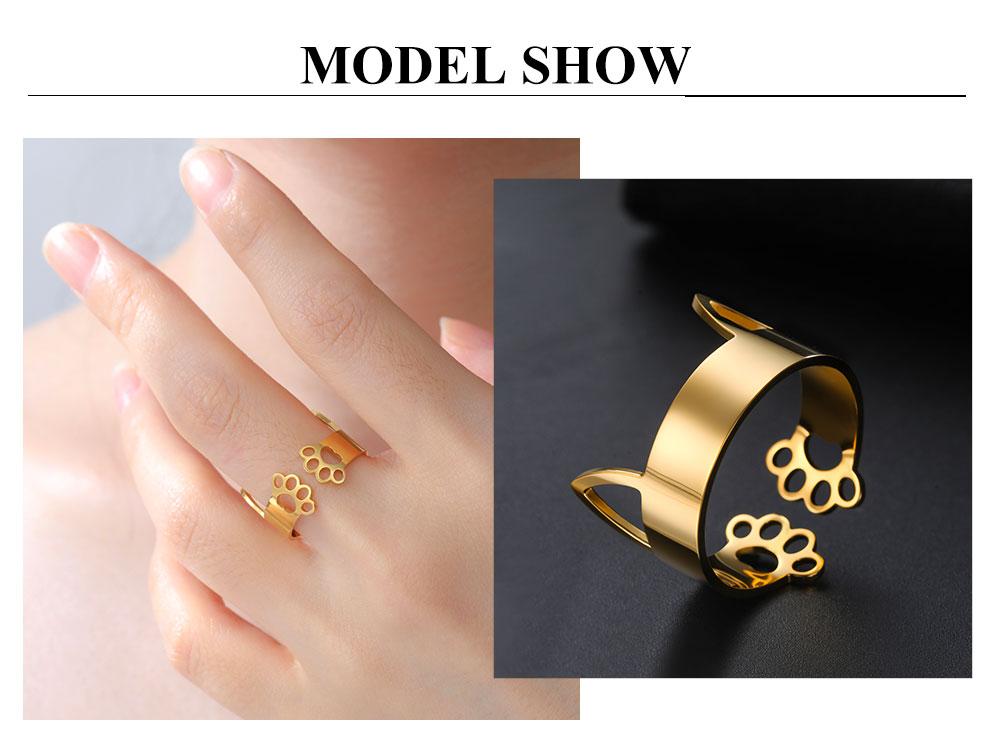 Cazador Cute Cat Kitten Ears Paws Footprints Women's Ring Stainless Steel Animal Adjustable Finger Rings Party Jewelry 2026 Gift