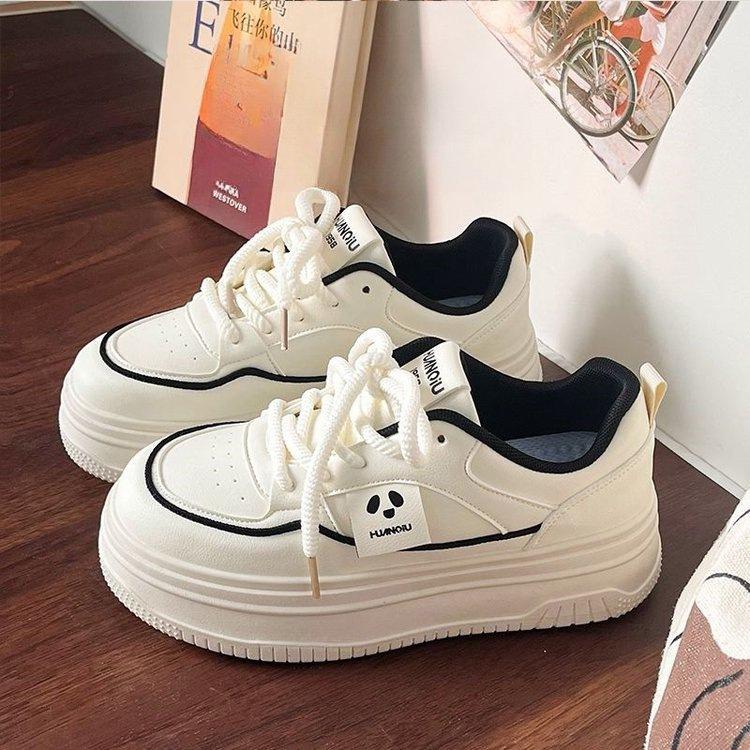 Spring New Heightening Little White Shoes Female Versatile Student Campus Muffin Shoes High Value Retro Hong Kong Style Casual Board Shoes