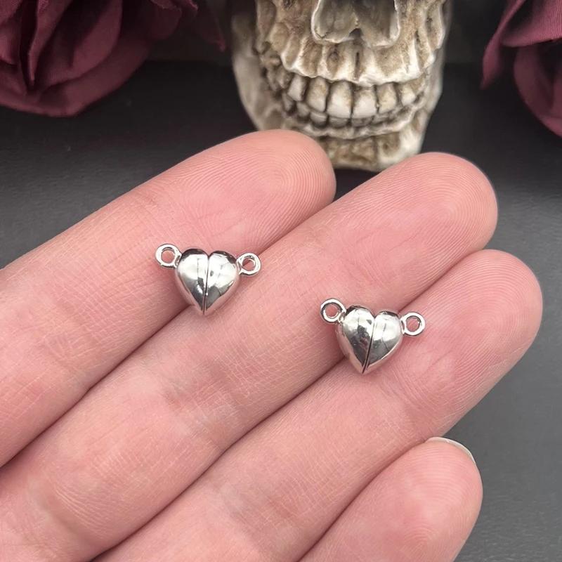 

10sets(20pcs) Silver Color Heart Round Magnetic Snap Charms Tool Pendant Fit DIY Handmade Metal Jewelry Making Finding Supplies United States