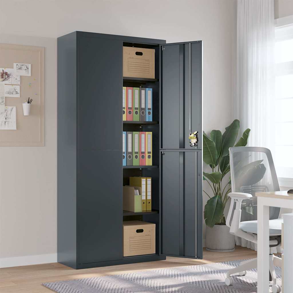 Filing Cabinet Anthracite Grey 90 x 40 x 200 cm Steel