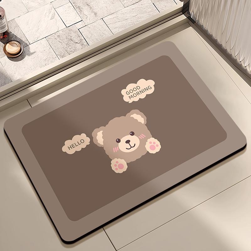 Mata podłogowa z ziemi okrzemkowej, kreskówkowa mata podłogowa do łazienki, silnie chłonna, domowa, pod drzwi toalety, antypoślizgowa mata