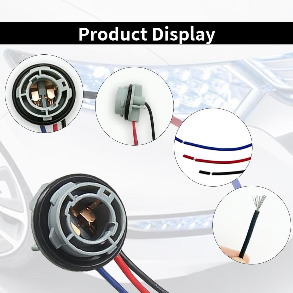 2PCS 1157 LED Bulb Socket Plug, Waterproof Turn Signal Brake Light Tail Light Socket Harness, Base Plug Connector Professional Car Accessories Fits