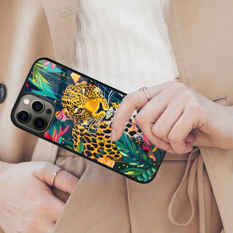 Cartoon Cool Leopard Magnetic Phone Case For APPLE iPhone 17 Air 16 14 13 12 Pro Max 15 Plus Wireless Charge With MagSafe Cover