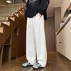 Reine Baumwolle Gestrickt Gerade Linie Plissiert Herren Frühling und Herbst Amerikanische High Street Locker Weitbein Bodenlange Freizeit Hose