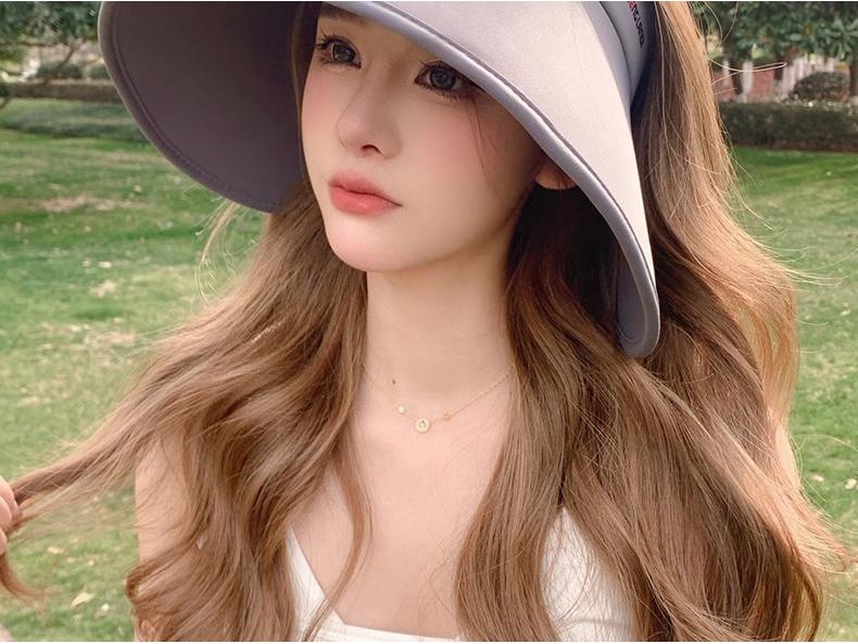 Women's Wide-Brim Summer Topless Sun Hat with UV Protection for Outdoor Sports