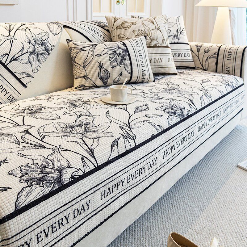 1pc Floral Pattern Sofa Cover Pet-Friendly, Solid Color, 350-400g Fabric, Fits Single, Double, Triple, and Quadruple Seater Sofas, Home Decor