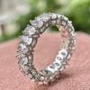 3x5mm Pear Cut Full Eternity Moissanite Ring for Women Certified   CopperStacking Ring Proposal Wedding Band Jewelry