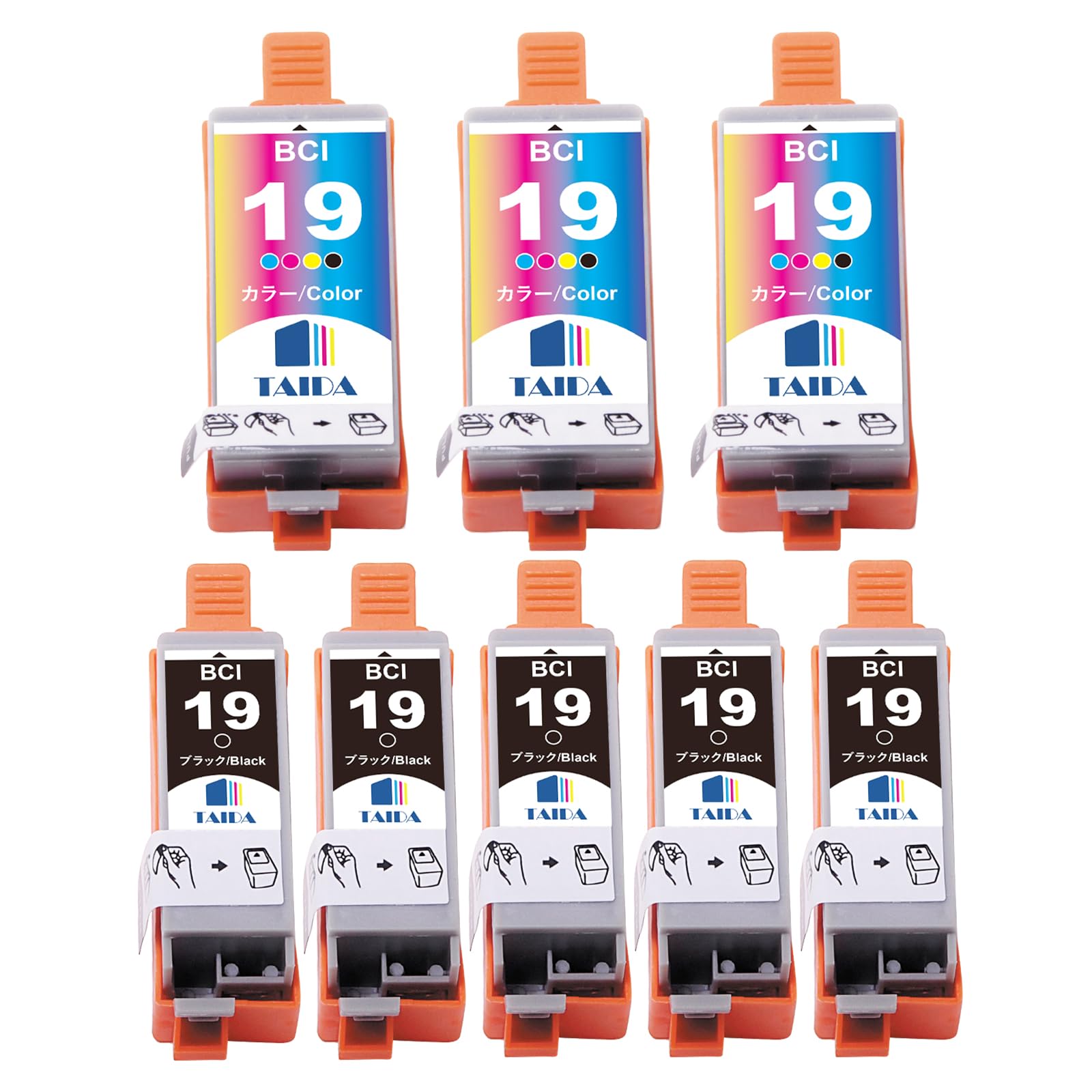 

Compatible Canon Ink Cartridges 5 3 for Canon and MINI360 Manufactured by BCI-19 (19BK, 19CLR) (8-Pack, Blacks, Colors) TR153, PLXUS, iP100, iP110,
