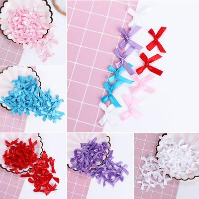 100pcs/set Hair Appliques Accessories Handmade Satin Ribbon Bow Sewing Wedding Decoration DIY Craft