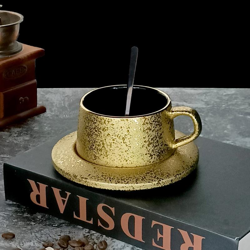 Tasse à café créative en céramique dépolie avec soucoupe, tasse de bureau de luxe, ensemble de tasses pour le thé de l'après-midi, vaisselle pour la maison