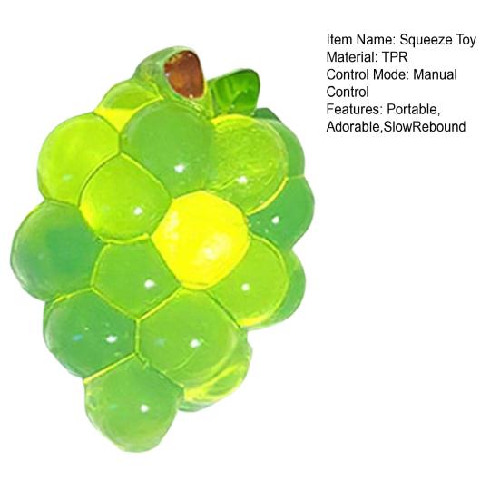 Grape Slow-Rising Squeeze Toy Soft TPR Fidget for Stress Relief Realistic Fruit-Shaped Decompression Gadget for Kids Adults