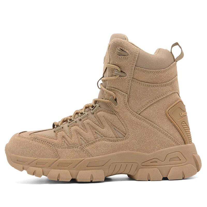 New Men Hunting Hiking Shoes Desert Waterproof Tactical Boots High Quality Ankle Unisex Lace Up Army Boot Brand Climbing Shoes