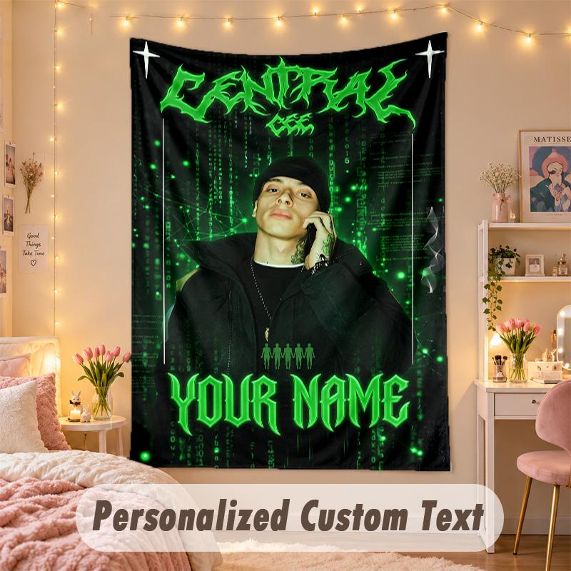 Custom Personalized Tapestry,Central Cee Print Custom Name Text Wall Art Hanging for Bedroom