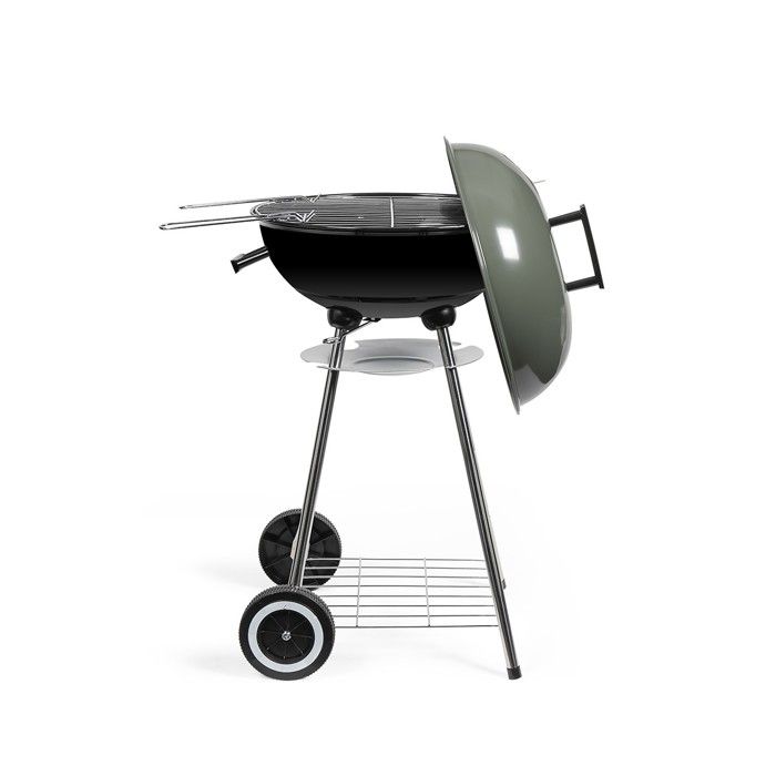 Barbecue À Charbon - LIVOO - DOC172K - Ø41 Cm - Grille En Acier Chromé - Hauteur 69,5 Cm - Poignées - 2 Roues Crantées