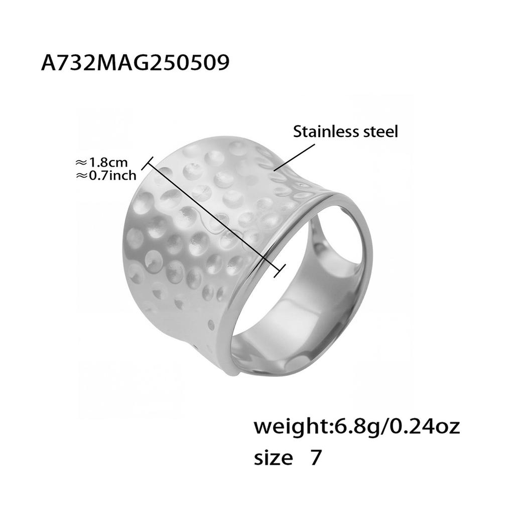 Pitted Texture Chunky Rings In 18k Gold Plated Stainledd Steel Waterproof No Tarnish High Quality Adjustable Wide Ring For Women