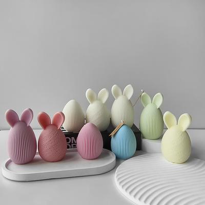 Easter Egg Silicone Mold Bunny Ear Egg Shape Candle Plaster Ornament Molds DIY Easter Decoration Candle Making Supplies