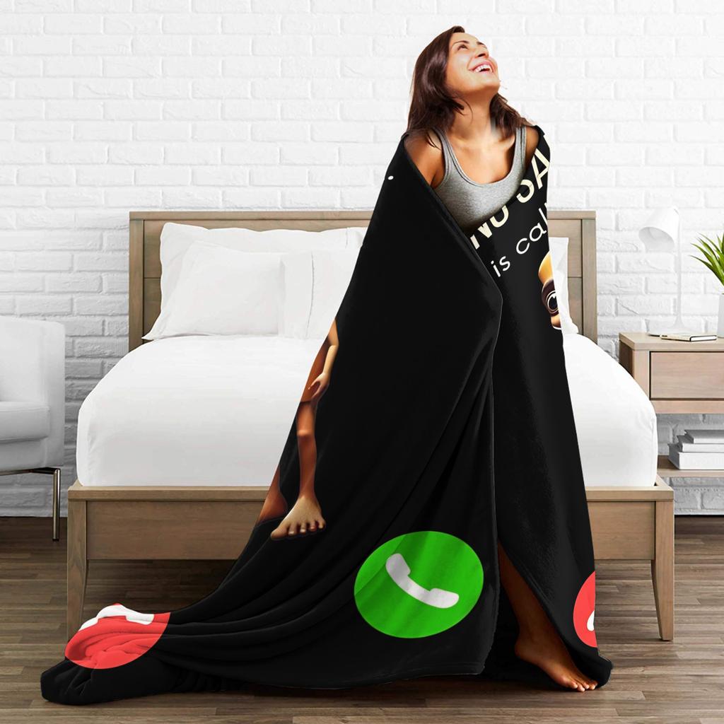 Tung Tung Tung Sahur Is Calling Brainrot Meme Plush Blanket Flannel Throw Blanket For Couch Chair Sofa Bed Soft Warm Bedspread