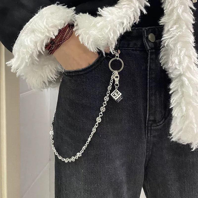 WTEMPO Hosenkette Schlüsselanhänger Hip-Hop Punk Jeanskette Damen und Herren Gothic Bekleidungszubehör Retro Taillenkette Kreative Taschen-Deko Kette