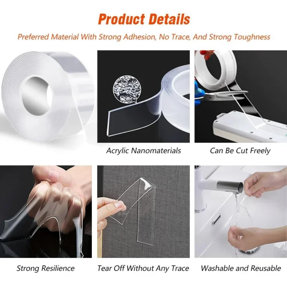 Nano Double Sided Adhesive Tape Strong High Viscosity Transparent Thicken Waterproof And Traceless Acrylic Tape Household Items