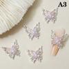Double Butterfly Nail Art Charms 3D Alloy Aurora Ice Butterfly Nail Decorations Rhinestones Diy Jewelry Accessories