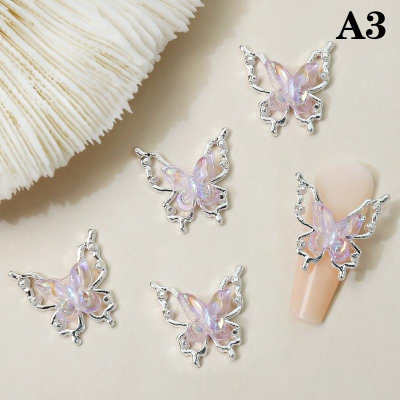 

Двойные бабочки для дизайна ногтей 3D сплава Aurora Ice Butterfly украшения для ногтей Стразы Diy ювелирные аксессуары A3