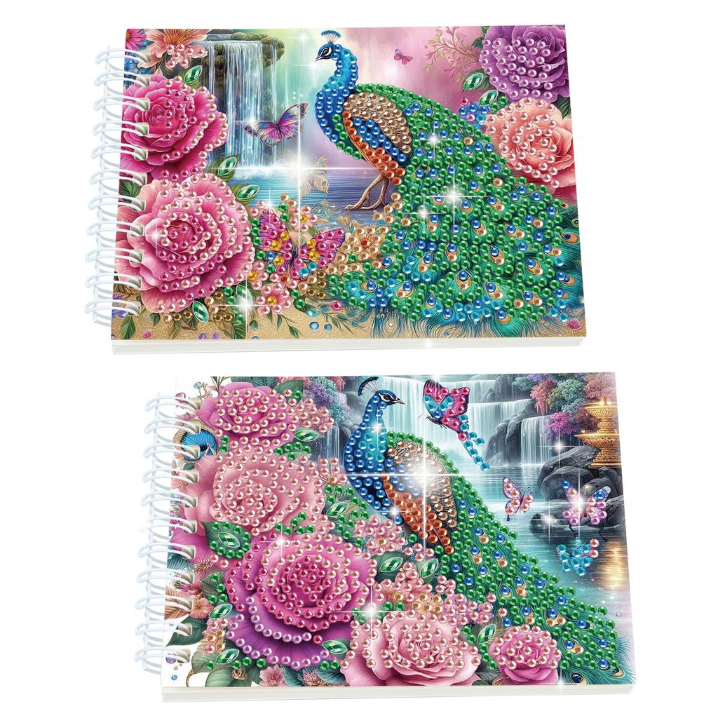 2 Pack Flower Animal DIY Diamond Painting Journals Notebooks Special Shaped Diamond Art Diary Book Christmas Gift for Adults