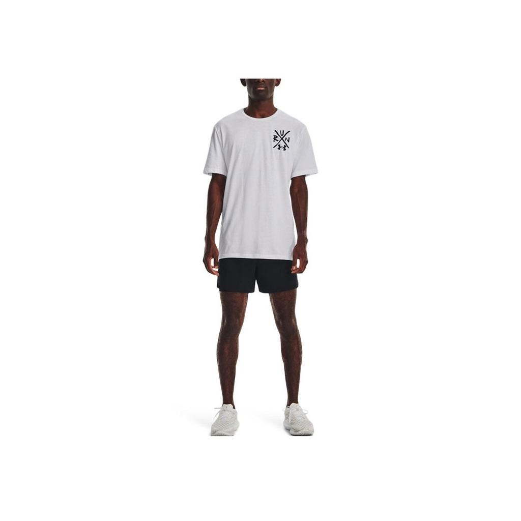 Under Armour Letter Print Crew Neck Short Sleeve T-Shirt Men Tops White 1376972-100